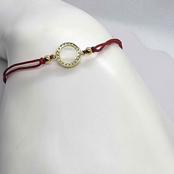 Brand New Sterling Silver 925 Round Design With Red String Bracelet - Picture 2 of 4